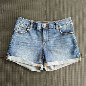 New York & Company Blue Jean Shorts with Rolled Hem